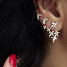 3 Pcs/Set Women Fashion Retro Crystal Arrow Stars Hanging Earrings Shine Ladies Gold Square Ear Clip Birthday Gift 2024 - buy cheap