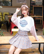Spring Summer Harajuku Punk Style High-waisted Grey Blue Pink Chequered lace-up Short Skirt Sweet A-shaped Skirt 2024 - buy cheap