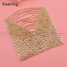 Keering Wholesale 11.5*10 CM Handmade Gold Beaded Patch WRA-501 2024 - buy cheap