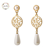 JIOFREE Ethnic Vintage pearl Earrings Long Clip on Earrings Non Piercing For Women Fashion Wedding Jewelry Gift Wholesale 2024 - buy cheap