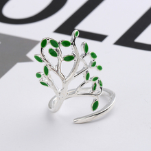 Vintage Ring Life Tree Opening Ring Adjustable Green Leaves Ring for Women's Glamour Statement Jewelry Gift 2024 - buy cheap