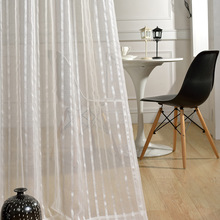 Cortinas de tul de rayas blancas para el dormitorio, sala de estar, cortinas modernas de gasa, tratamientos de ventanas, cortinas para Cocina 2024 - compra barato