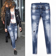 2018 Jeans nuevos para mujer Jeans con vaqueros de tiro medio mujer elásticos de talla grande Jeans Mujer lavados pantalones pitillo Casual 2024 - compra barato