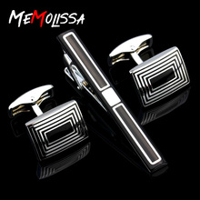 MMS High Quality Cuff links necktie clip for tie pin for men's gift Black tie bars cufflinks tie clip set Drop Shipping 2024 - buy cheap