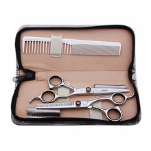 Hairdressing Scissor Set Kit Professional Barber Hair Cutting Thinning Shears Stainless Steel Flat Teeth Blades Styling Tools 2024 - buy cheap