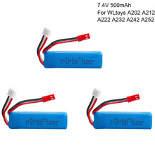 Bateria de controle remoto de alta velocidade para carros de brinquedo, 7.4v, 500mah, lipo 2s 20c, para wltoys, a202, a212, a222, a232, a242, amamãe, carros de brinquedo de alta velocidade, 7.4v, 72, 55hp 2024 - compre barato