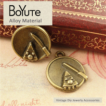 BoYuTe (100 unids/lote) 16*19MM materiales de aleación de Zinc chapado en bronce antiguo plato occidental colgantes para hacer joyas 2024 - compra barato