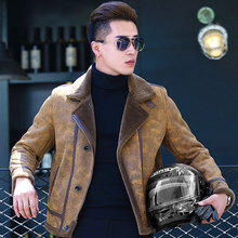 AYUNSUE Genuine Leather Jacket Natural Wool Fur Coat  Men Motorcycle Sheepskin Thick Coat Warm Winter Jacket LM-170152 KJ821 2024 - buy cheap