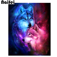 5D DIY Full Square round Diamond Painting "Love Wolf" 3D Embroidery Cross Stitch Mosaic Painting Home Decor Gift 2024 - buy cheap