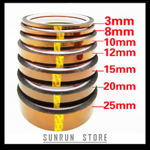 7pcs/lot 100ft 3mm/8mm/10mm/12mm/15mm/20mm/25mm*33m Gold BGA Tape, Thermal Insulation Tape, High Temperature Tape 2024 - buy cheap