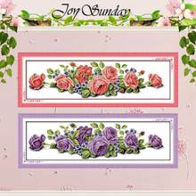 Rose Counted Cross Stitch 11CT Printed 14CT Handmade Cotton Cross Stitch Set Flowers Cross-stitch Kits Embroidery Needlework 2024 - buy cheap