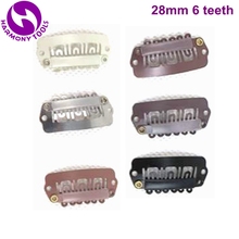 100 Pieces 2.8cm 6 teeth stainless steel hair extension snap clips with silicone with 7 different colors 2024 - buy cheap