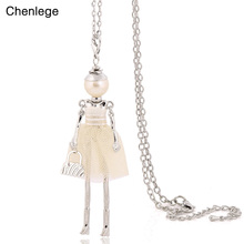 personality design doll necklace long chain pendant necklaces women girl bag statement jewelry 2019 big choker necklaces cute 2024 - buy cheap