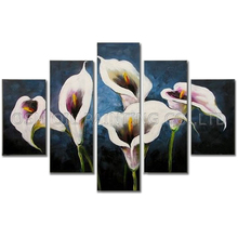 High Skills Artist Handmade High Quality Abstract Lily Flower Oil Painting on Canvas Modern Group Canvas Flower Oil Painting 2024 - buy cheap