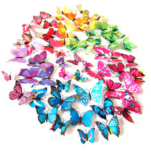 12 шт. ПВХ 3D бабочки настенный Декор милые бабочки настенные наклейки DIY искусство настенные наклейки домашний декор Детская комната роспись 2024 - купить недорого