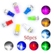 50X T10 W5W LED Bulb 5 SMD LED White Blue Red Yellow Green 5050 194 168 Super Bright wedge Lights bulbs Lamps 12V 2024 - buy cheap