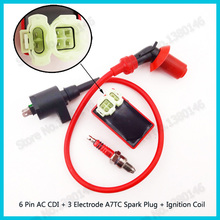 Red 6 Pin Round AC CDI Racing Ignition Coil Box 3 Electrode Spark Plug A7TC For GY6 50cc 125cc 150cc ATV Go Kart Moped Scooter 2024 - buy cheap