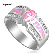 Super Supplier Water drop Pink Crystal design Pink Fire Opal Silver Stamped Fashion Jewelry Ring USA Sz #6#6.5#7#7.5#8#9 OR695A 2024 - buy cheap