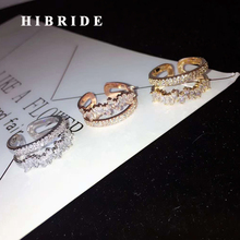 HIBRIDE-anillo ajustable abierto de circonia cúbica para mujer, sortija de boda para fiesta y boda, R-222 2024 - compra barato