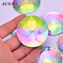 JUNAO-diamantes de imitación redondos, accesorio grande de cristal AB, parte trasera, piedras de cristal sin clavos en espiral, 5 uds. 2024 - compra barato
