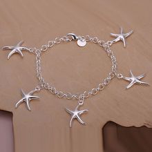 wholesale silver plated bracelet,925 fashion Silver jewelry charm bracelet starfish chain Bracelet for women/men SB193 2024 - buy cheap