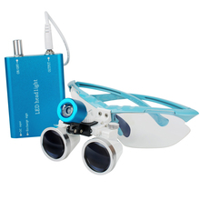 Lupas binoculares azuis 2.5x 320mm lupa de vidro óptico + led head light lâmpada 2024 - compre barato