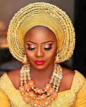 Luxurious African Gold Bridal Jewelry Sets Necklace Set Nigerian African Wedding Coral Jewelry Set Gift QW1183 2024 - buy cheap