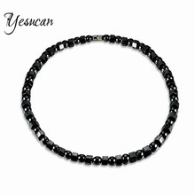Yesucan Black Gallstone Beaded Necklace Fashion Magnetite Natural Stone Magnetic Hematite Health Choker Necklaces For Women Men 2024 - buy cheap