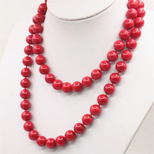 Trendy Accessory Jewelry Beads 12mm Red Coral Necklace Wholesale Balls DIY Girls Women Gifts Female Hand Made Ornaments 36inch 2024 - buy cheap