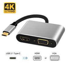 USB C USB-C to HDMI VGA Adapter 4K Converter Type C Cable Thunderbolt 3 for Laptop Macbook Pro Google Chromebook Pixel Samsung 2024 - buy cheap