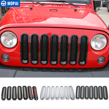 Mopai-grade dianteira para o exterior do carro, malha abs, guarnição com fivela, adesivos, jeep wrangler jk 2016-2018, estilo de carro 2024 - compre barato