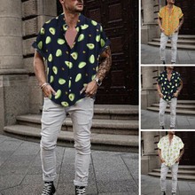 Summer Avocado Print Men Shirt Turn-down Collar Short Sleeve Casual Beach Hawaiian Shirts Men Streetwear Camisa 2019 3XL 2024 - buy cheap
