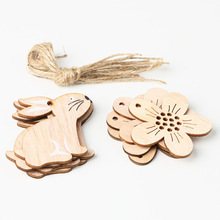 Cute Easter Rabbit Egg Wooden Cutouts Wood Crafts Tags 8pcs Decorative Pendants Easter Decorations for Home 2024 - buy cheap