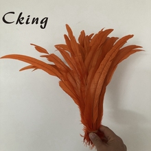 100pcs Orange Colour Dyed natural rooster coque feathers 8-10inch birthday wedding party decorations kids carnival Feathers 2024 - buy cheap