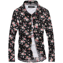 Spring 2017 new men Slim floral shirt men's casual long-sleeved shirt Men personality free shipping 9 color Size M-3XL 2024 - buy cheap