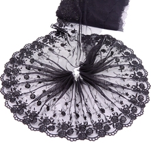 2 yardas negro exquisito encaje de flores bordado Trim de encaje de alta calidad tela DIY y vestido, costura Ropa Accesorios 2024 - compra barato
