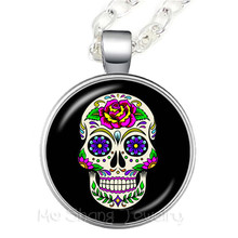 Mexico Candy Skeleton Glass Dome Time Gem Necklace European and American Hot Sale Sweater chain Jewelry 2024 - buy cheap