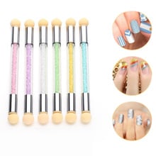 1PC Double End Nail Art Gel Polish Color Gradient Brush + 6 Sponge Head Transfer Stamping Blooming Pen Manicure Tools 2024 - buy cheap