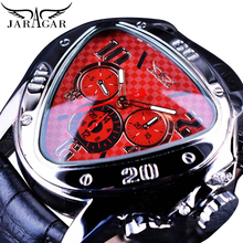 Jaragar Fashion Red Mens Automatic Mechanical Wrist Watches Triangle 3 Sub-dials Leather Racing Design reloj hombre Dropshipping 2024 - buy cheap