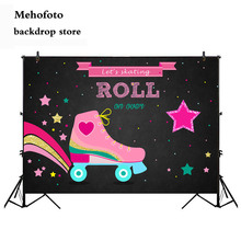  Neon Roller Skate Theme Backdrop Pink Skating Party Photography Background Vinyl Let's Roll Glow Skate Party Props 984 2024 - buy cheap