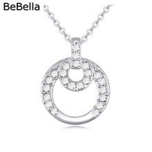 Ожерелье BeBella с кулоном из двух колец, сделанное из чешского хрусталя в подарок 2024 - купить недорого