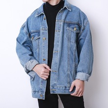 Autumn Winter Fashion Men Denim Jacket Stand Loose Retro Jean Coats Solid Color Locomotive Denim Jackets Man Streetwear 2024 - buy cheap