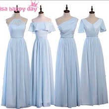 Vestido feminino chiffon, vestido longo, elegante, feito para madrinhas de noiva sob 100 h4264 2024 - compre barato
