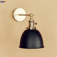 IWHD черный латунный Ретро светодиодный настенный светильник, светильники Wandlamp E27 4W Эдисон Лофт промышленный винтажный настенный светильник 2024 - купить недорого