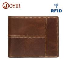 JOYIR RFID кошелек мужские кошельки из натуральной кожи кошелек Роскошный дизайнерский мужской кошелек держатель для карт Bifold короткий кошелек клатч монета карман 2024 - купить недорого