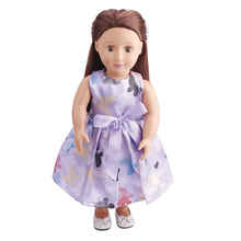 Doll clothes Purple printed butterfly evening dress toy accessories fit 18 inch Girl doll and 43 cm baby doll c145 2024 - buy cheap