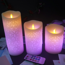 Dancing Flame RGB Remote Multiple Color Pillar Led Wax Candles 3pcs/Set,Wedding Candles Decorative,Home Decoration/Night Light 2024 - buy cheap