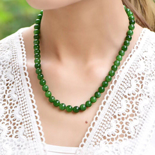 Colar de pedra natural escura, colar redondo com pedras verdes de qualidade e jóias da moda para mulheres 2024 - compre barato
