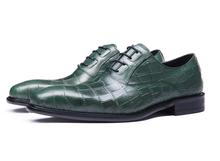 2018 итальянская мужская официальная Свадебная обувь на весну и осень из натуральной коровьей кожи с крокодиловым принтом, мужские зеленые модельные туфли 2024 - купить недорого