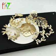 F.J4Z Fashion Plant Earrings Woman Vinage Alloy Leaves Earrings Flower Jewelry Acrylic Ladies Cocktail Jewelry accessories 2024 - buy cheap